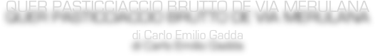 QUER PASTICCIACCIO BRUTTO DE VIA MERULANA
di Carlo Emilio Gadda